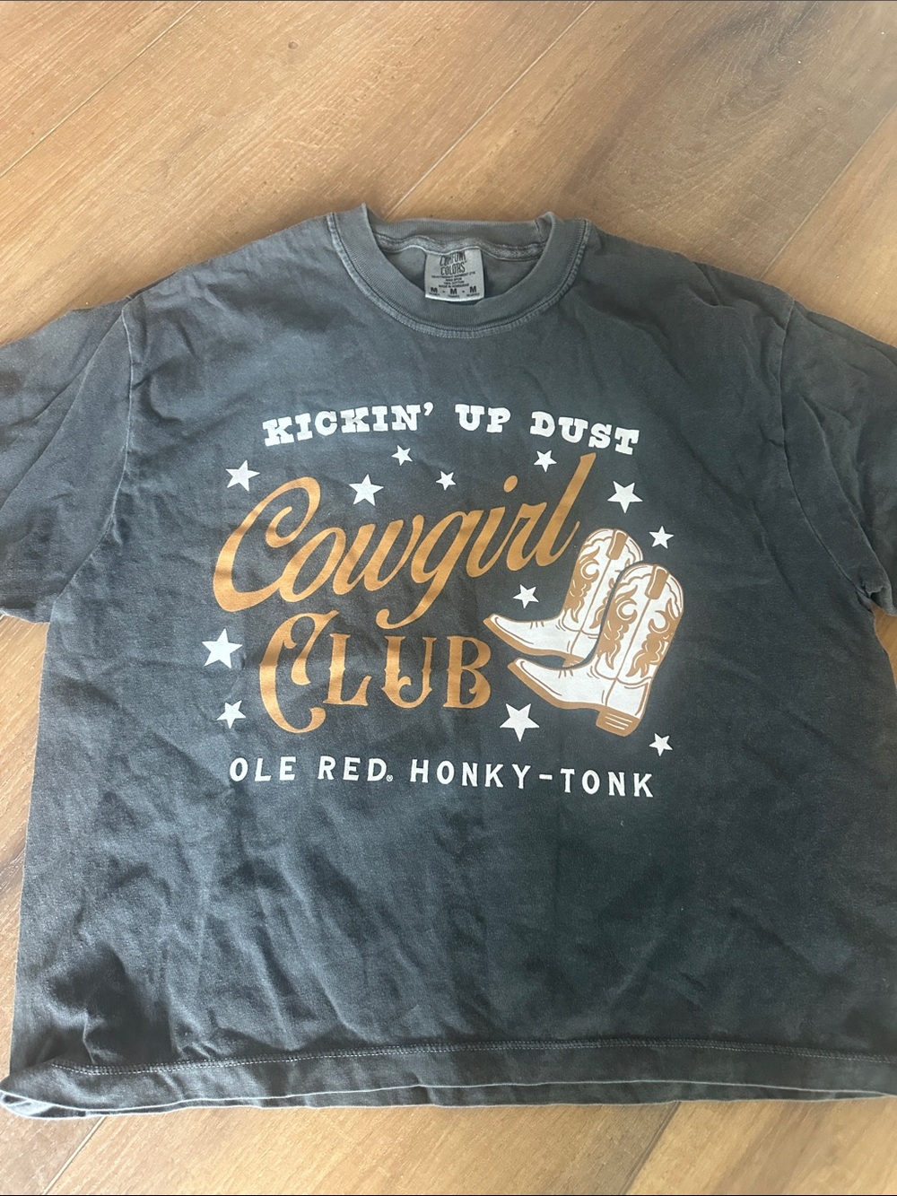 Comfort Colors Black Cowgirl Club Graphic Tee with Gold Print